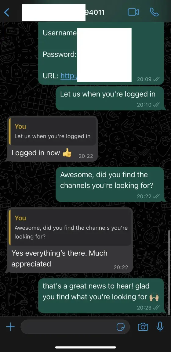 UK IPTV subscription proof screenshot showing real customer feedback about GetLiveTV